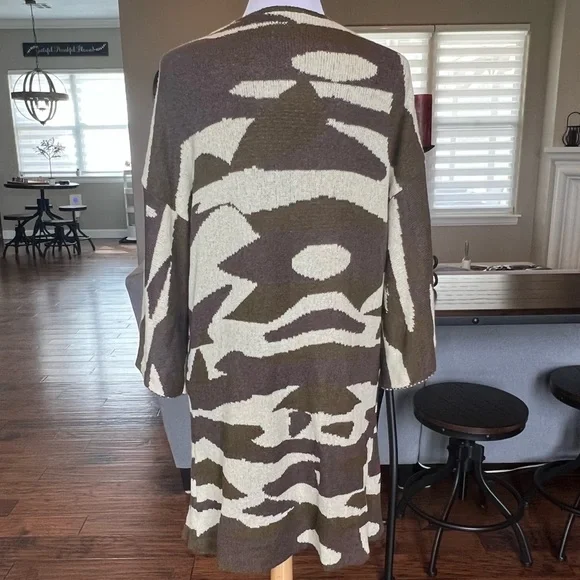 Miss Me Blend In Camo Kimono Oversized Cardigan Sweater S Long Duster Open Front - Picture 9 of 12